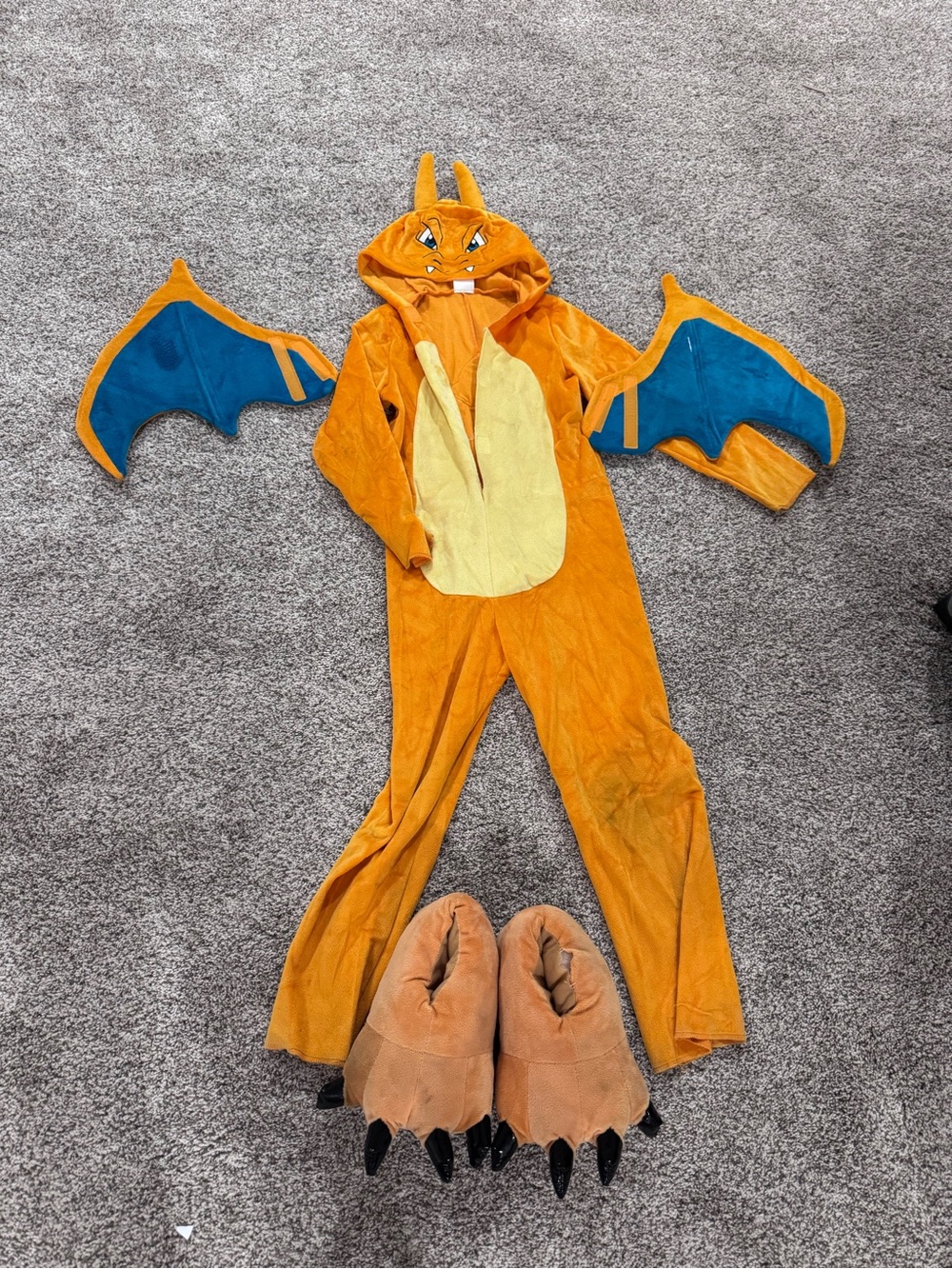 Charizard Orange Dragon Kids Costume with Hooded Character Design size 4-6